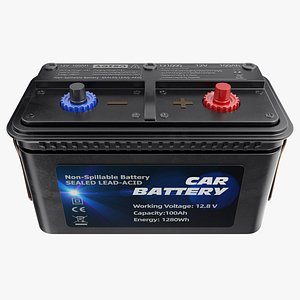 3D Car Battery Lead 12 Volt