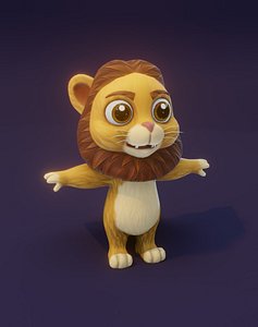 Cartoon Lion Rigged 3D Model model