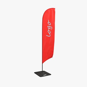 3D model beach flag medium