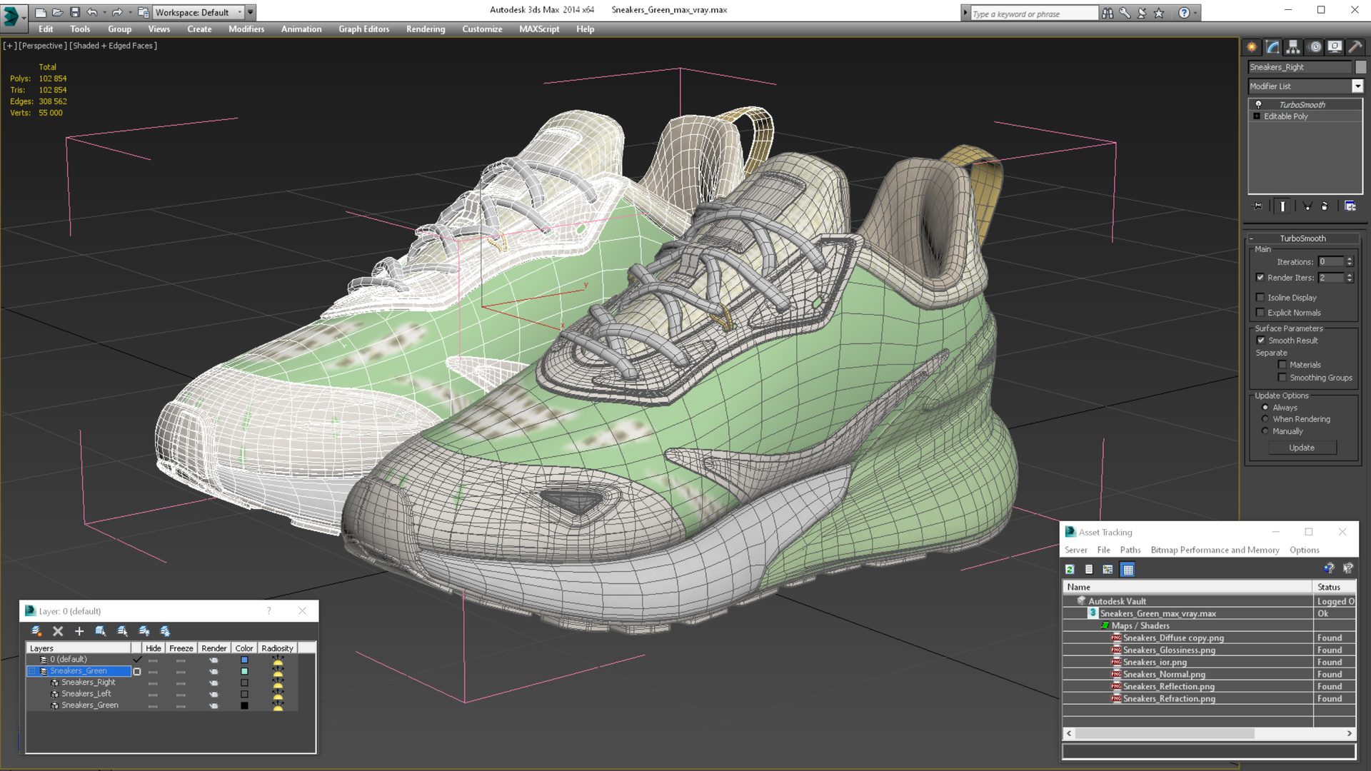 modèle 3D de Baskets Vert - TurboSquid 1817822