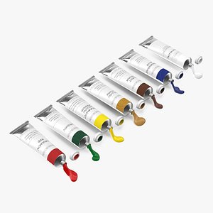 Opened Oil Paint Tubes Set