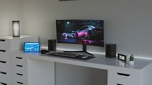 3D Minimalistic Desk Interior by Nikdox