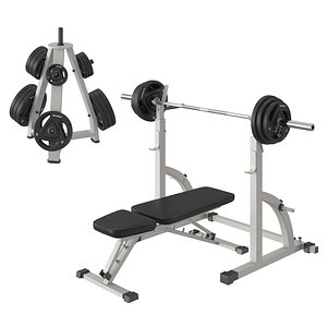 barbell bench press 3D model