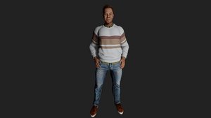 Realistic 3D Character Model of a Cheerful 50-Year-Old Man