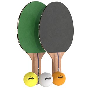 3D Table tennis paddle green with balls model