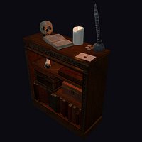 Old Bookcase Set, Low Poly