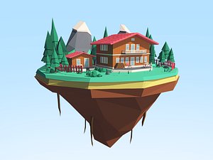 3D model illustration mount house asset