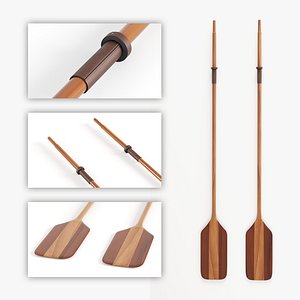 Wooden Oars with Leather Collar 3D model