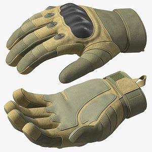 3D Tactical Gear Gloves Fur for Maya model
