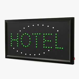 Green Hotel LED Neon Sign ON 3D model