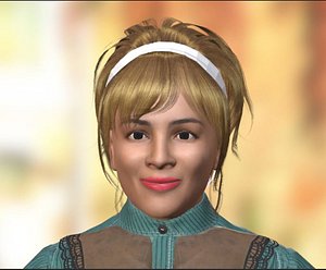 3D English woman with cloths