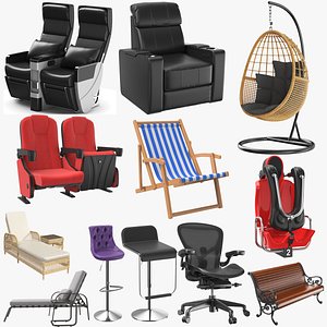 Detailed Chairs Collection 3D model