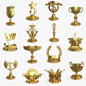 Award Trophy Collection 14 pieces 3D