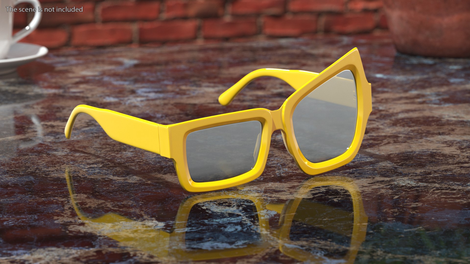 3D Asymmetric Sunglasses Yellow - TurboSquid 2202985