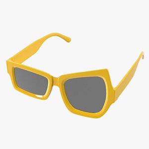 3D Asymmetric Sunglasses Yellow