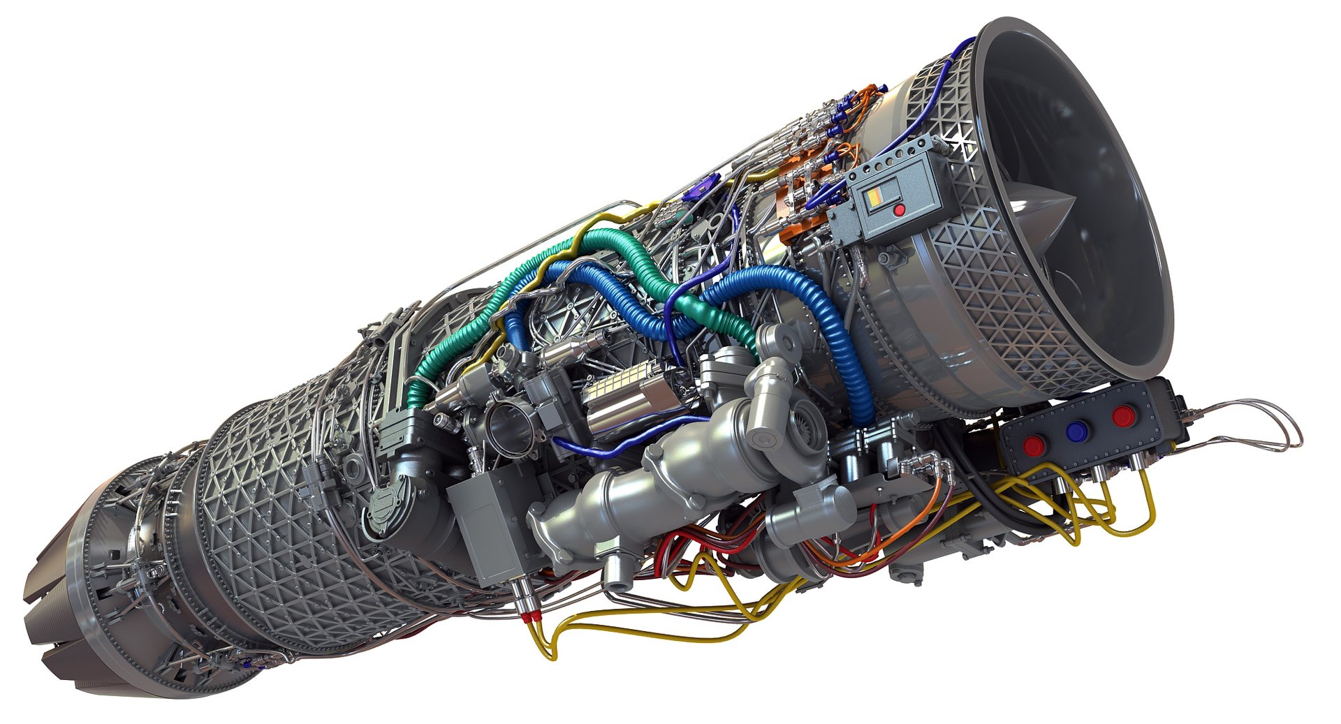 3D military turbofan engine afterburning - TurboSquid 1175148