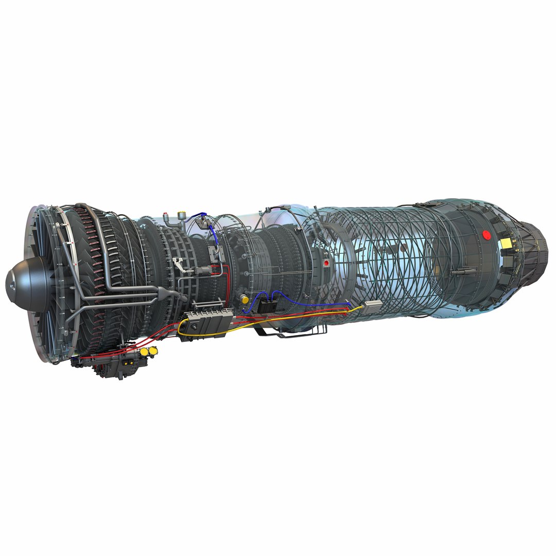 3D military turbofan engine afterburning - TurboSquid 1175148