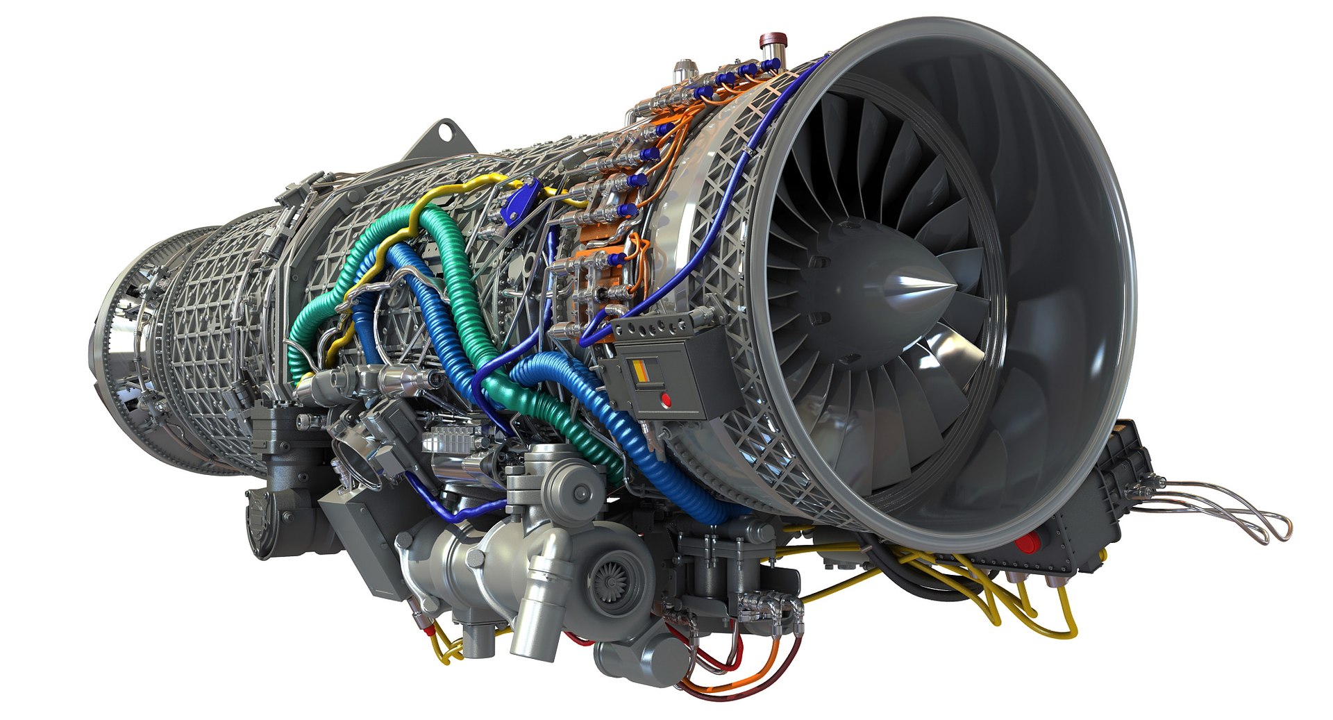 3D military turbofan engine afterburning - TurboSquid 1175148