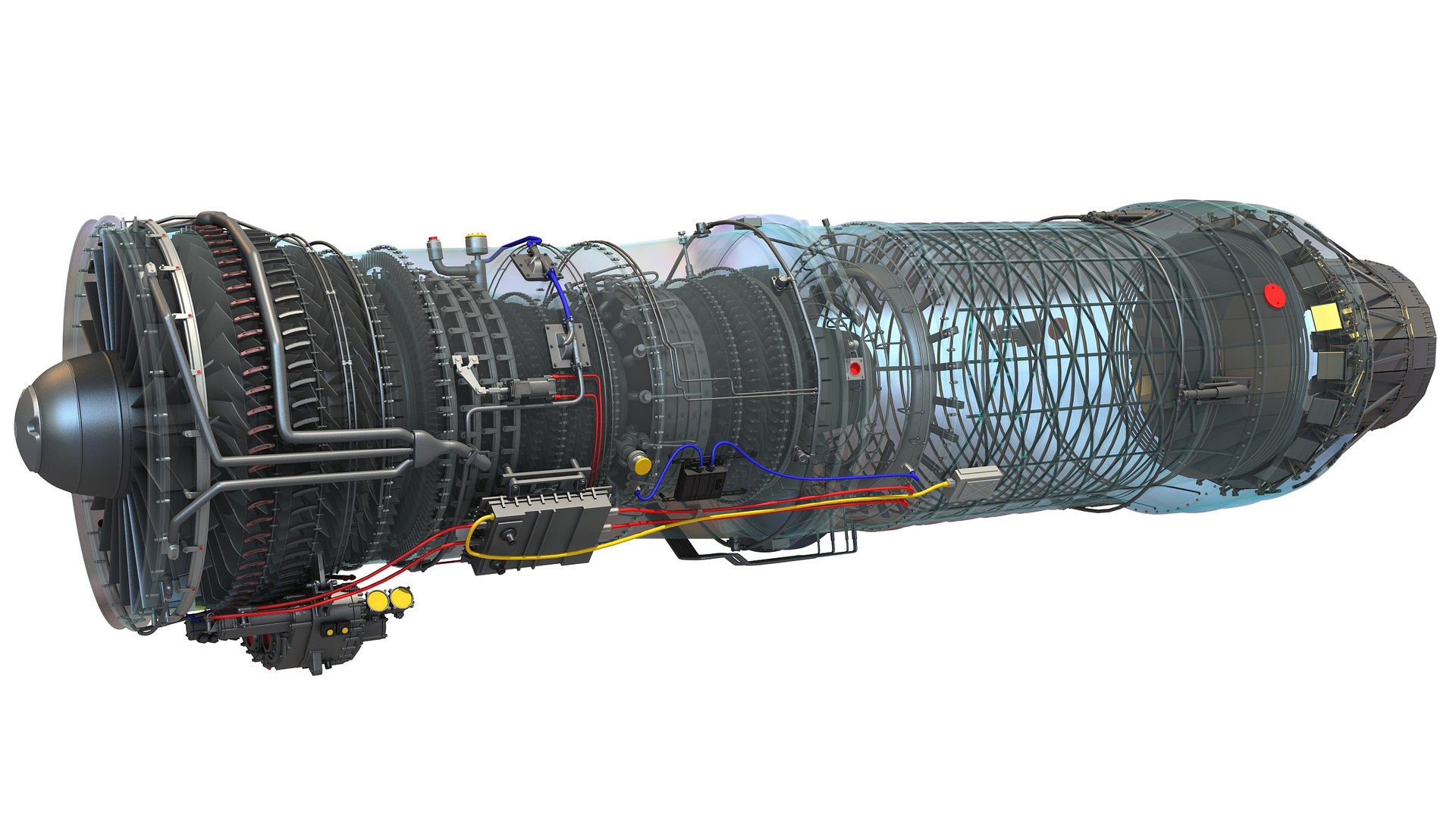 3D military turbofan engine afterburning - TurboSquid 1175148