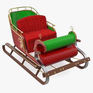 Santa Sleigh with Fur 3D Model