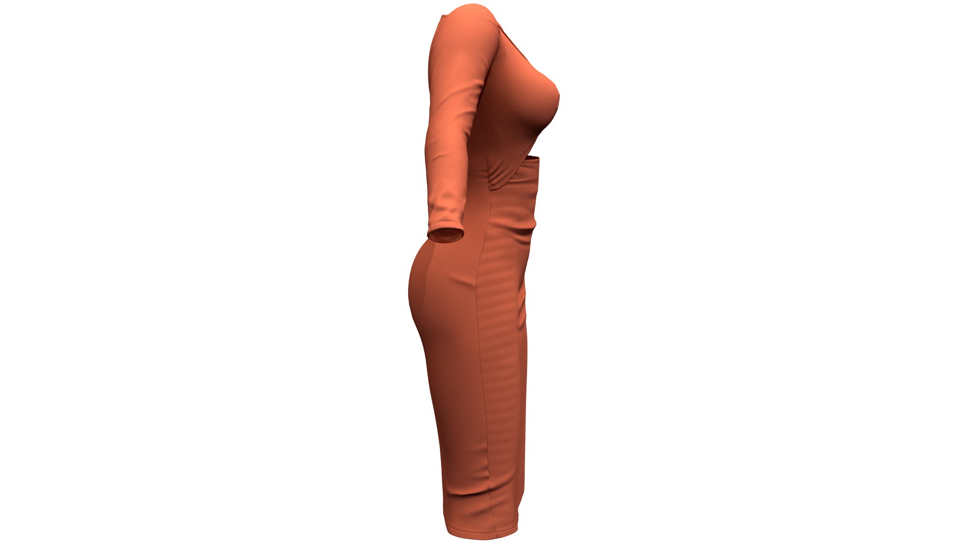 Buckle Connected Chest Side Slit Skirt Elegant Earth Female Dress 3D ...