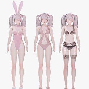 3D Clothing Collection 005 - Rig - UE5 - Unity - Blender - Animated - Realistic Female Character model