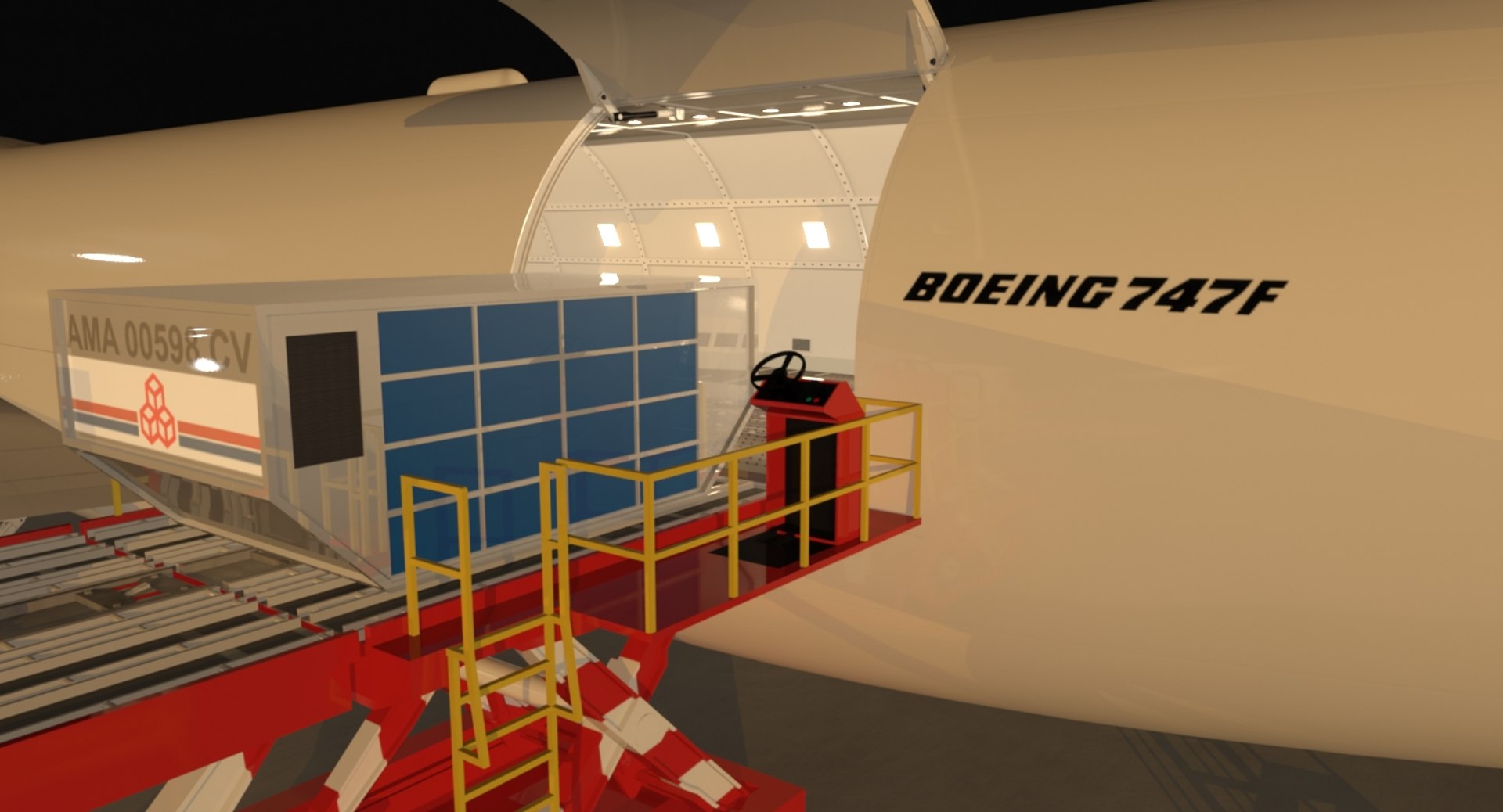 B 747-400F Cargolux Loading Operation Scene 3D Model - TurboSquid 1267819