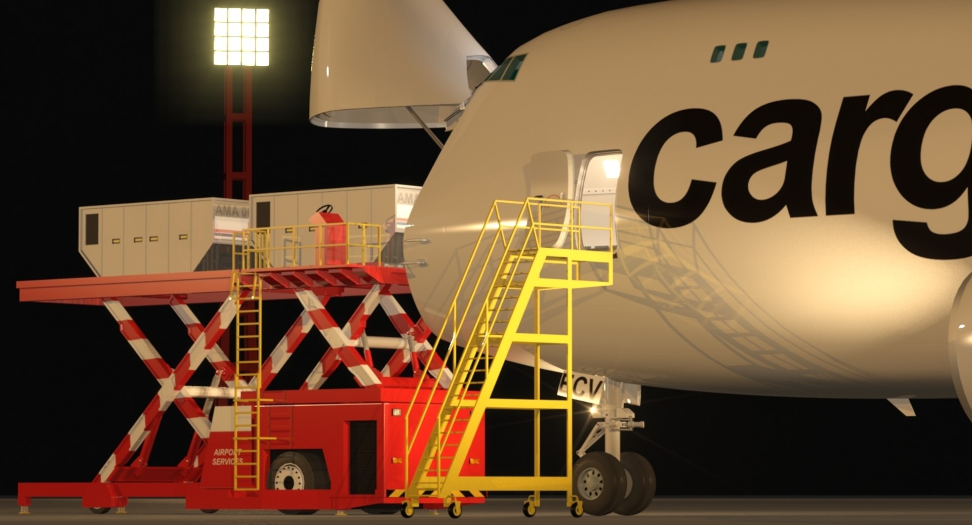 B 747-400F Cargolux Loading Operation Scene 3D Model - TurboSquid 1267819