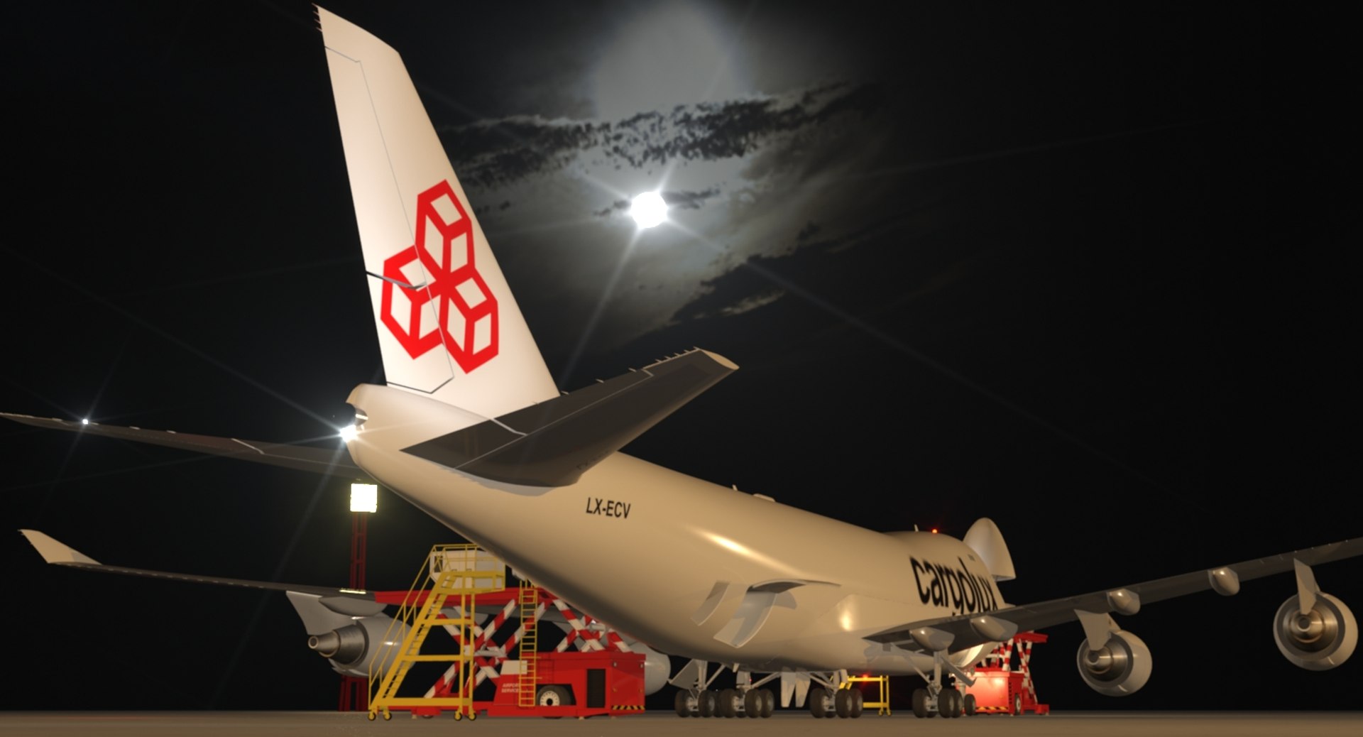 B 747-400F Cargolux Loading Operation Scene 3D Model - TurboSquid 1267819