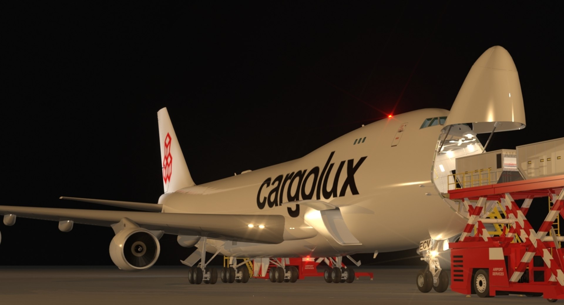 B 747-400F Cargolux Loading Operation Scene 3D Model - TurboSquid 1267819