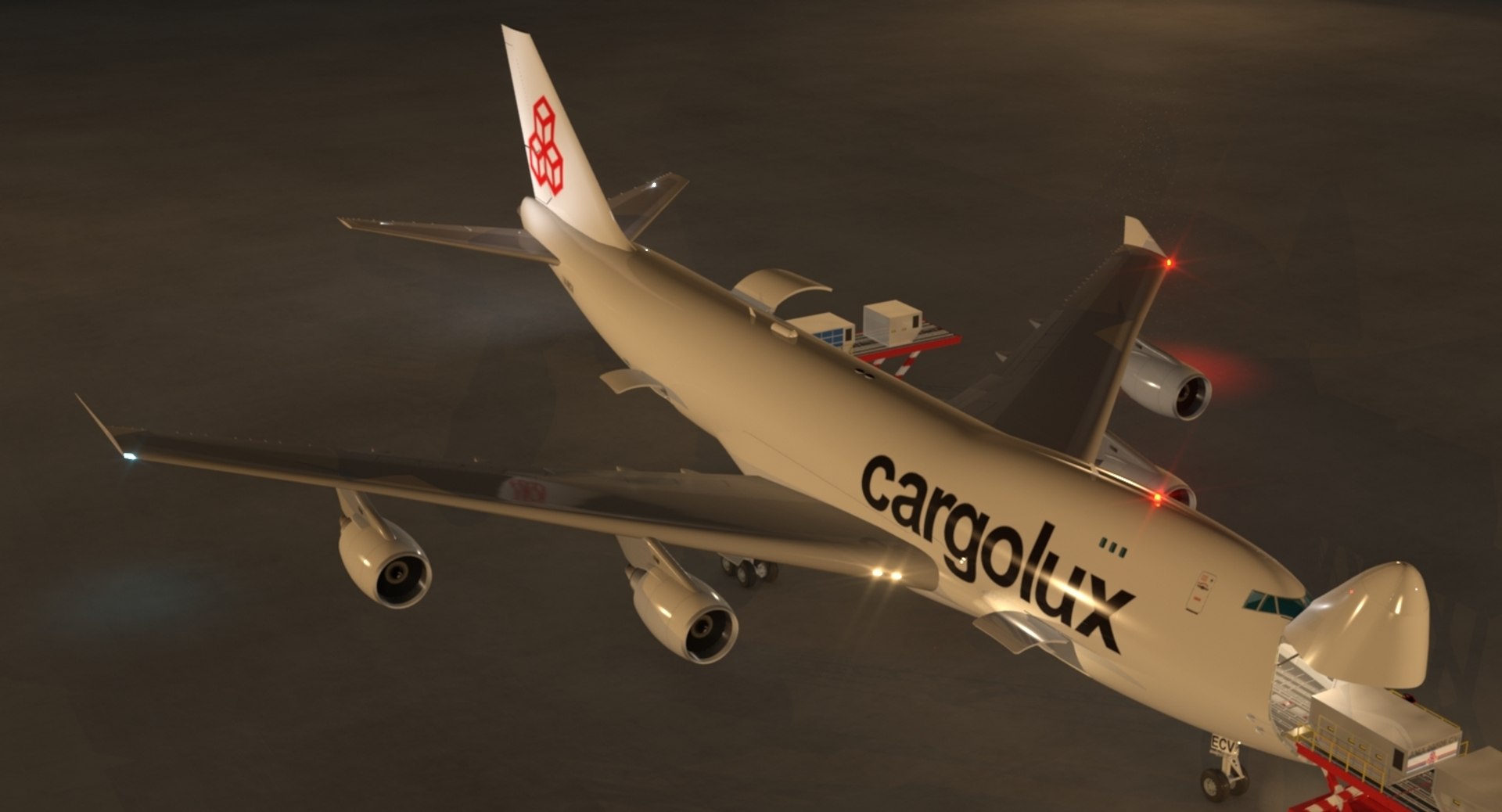 B 747-400F Cargolux Loading Operation Scene 3D Model - TurboSquid 1267819