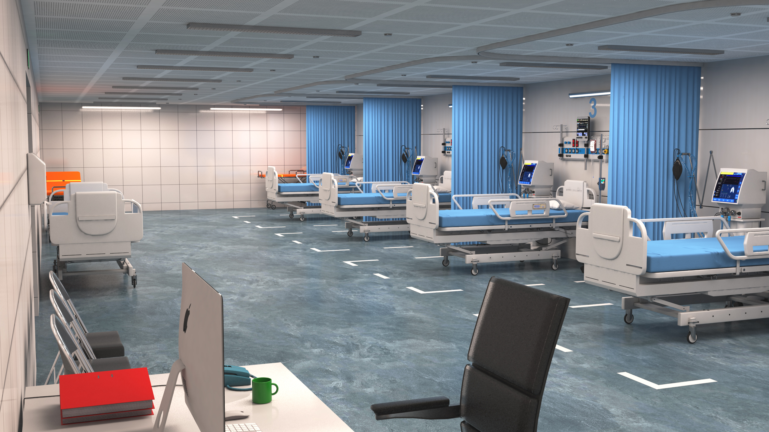 3D Hospital Ward Interior - TurboSquid 1860049