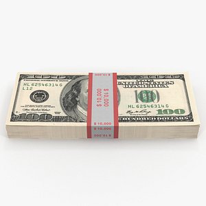 3D 100 dollar bills pack