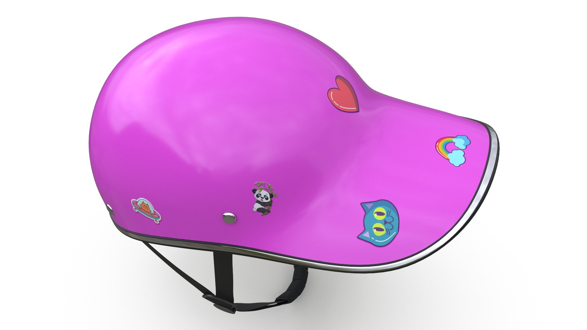 Pink Plastic Protective Moped Helmet 3D model preview