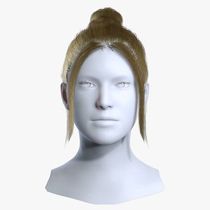 Realistic Blonde Top Knot Bun Hairstyle 3D Asset 3D model