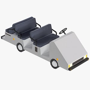 Cartoon Airport Cart 09 Lowpoly Vehicle PBR 3D model