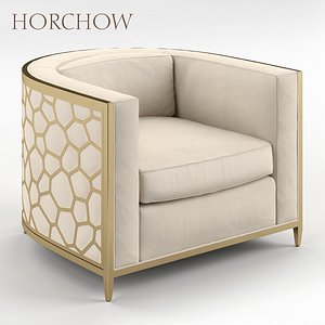 golden curved chair horchow 3D