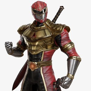 3D Male Sentai Ranger Game Character - Red Fire - Agent Ryder