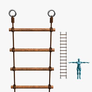 Medieval Rope Ladder Lowpoly 3D model
