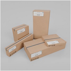 3D Heavy-Duty Cardboard Boxes - Rigged and Customizable Set