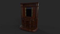 Antique Wooden Hall Tree with Mirror