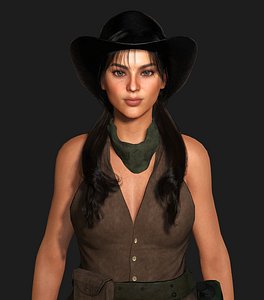 3D AAA 3D REALISTIC FEMALE CHARACTER - WILD WEST COWGIRL 02