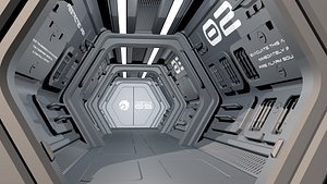 c4d sci-fi spaceship corridor
