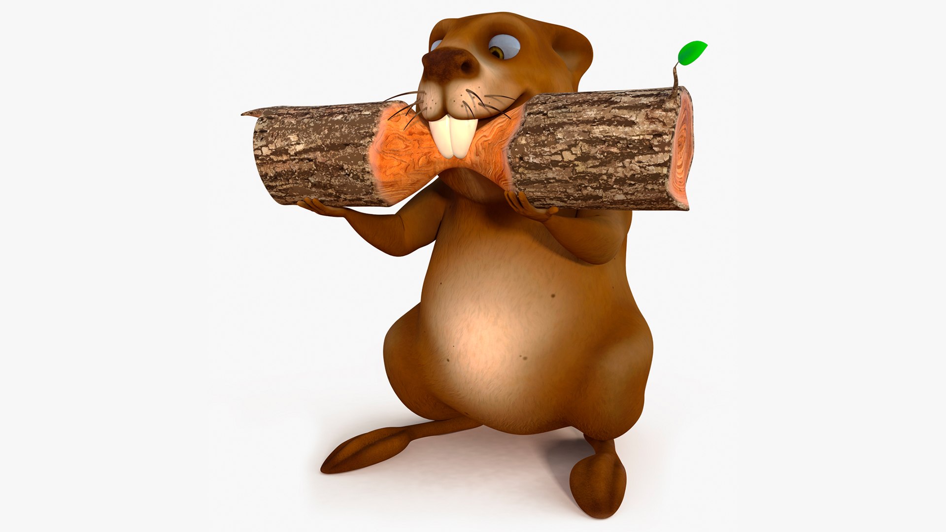 Cartoon Beaver with Log 3D model preview
