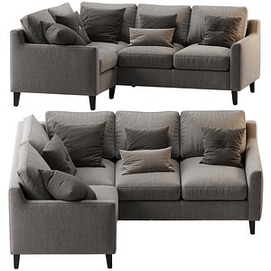 3D model BeverlyUpholstered3PieceSectional Gray