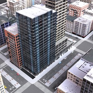 3d cityblock scene highrise model
