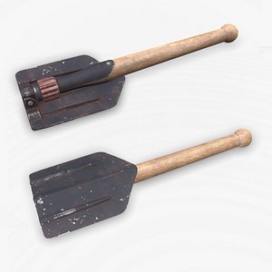 WW2 German Military Folding Shovel Low-poly PBR