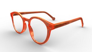 Fashion Round Glasses Transparent Red Frame 3D model