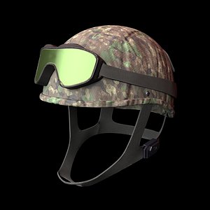 MILITARY Game Ready Tactical Helmet with Visor Glasses Low-poly