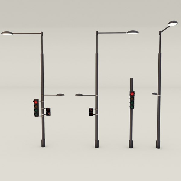 3d traffic street lights